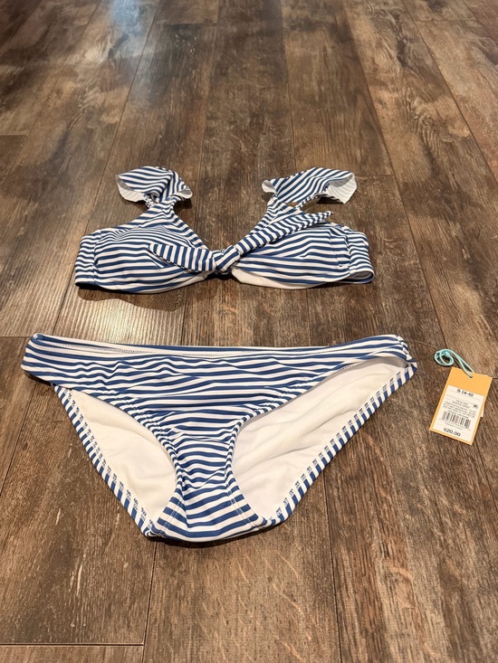 Kona Sol Other - Kona Sol Navy & White Striped Knot-Front Bikini